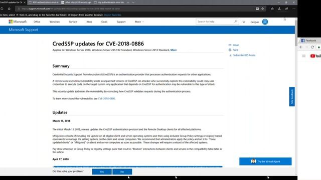RDP authentication error due to CredSSP encryption oracle remediation смотреть онлайн