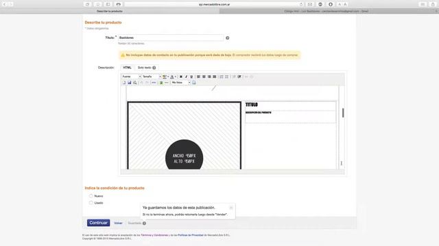 Carga Y Edición De Plantilla Mercado Libre Editable