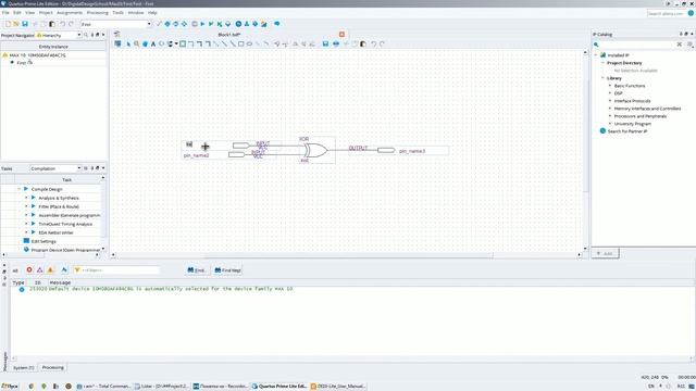 Первый проект в пакете Quartus Prime. Версия для платы DE10-Lite