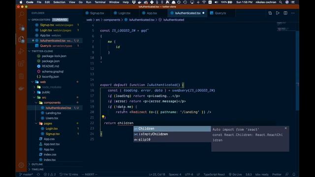 ReactJS Protected Routes (part 6 twitter clone) смотреть онлайн