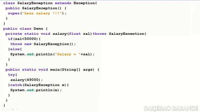 User defined Exception in Java смотреть онлайн