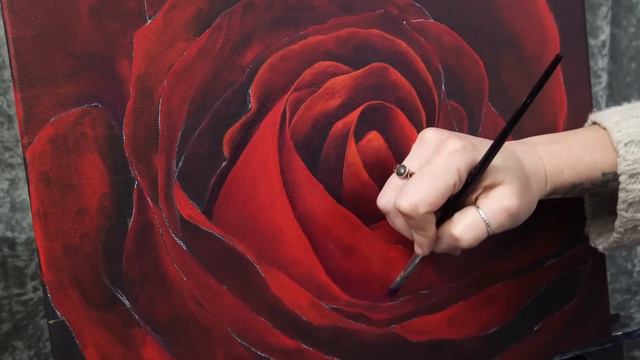 Red Rose Painting - Step by Step Acrylic Painting on Canvas for Beginners смотреть онлайн