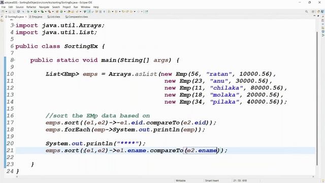 COREJAVA || JAVA-8 FEATURES || Session=9 || DATA SORTING EMP object sort() method || Mr. RATAN SIR смотреть онлайн