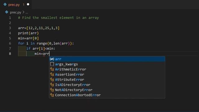 find a Smallest element from Array in python || find Smallest number from Array || python program смотреть онлайн