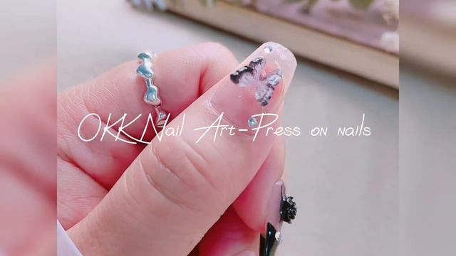 OKKC F4006 Camellia flower with butterfly design fake nails смотреть онлайн