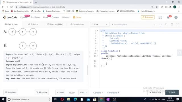Intersection of Two Linked Lists Leetcode | Leetcode 160 | Approach + Code | C++ смотреть онлайн