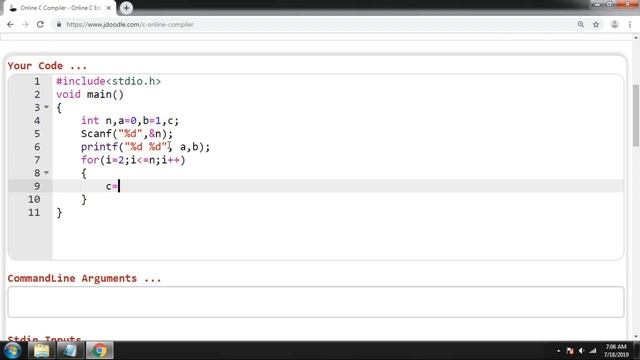 Fibonacci sequence up to n terms using command line arguments смотреть онлайн