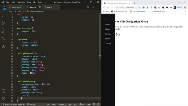 How To Create a Simple Off-Canvas Sidebar Navigation Menu - A beginner HTML and CSS tutorial смотреть онлайн