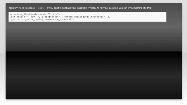 How to wrap a singleton class using pybind11? смотреть онлайн
