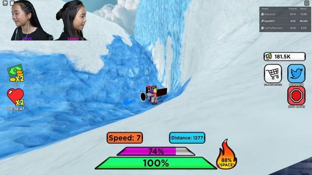 We sled down a mountain 999,999,999 feet using random items! | Roblox: Sled Simulator смотреть онлайн