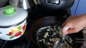 Гороховая каша в афганском казане,подлив.