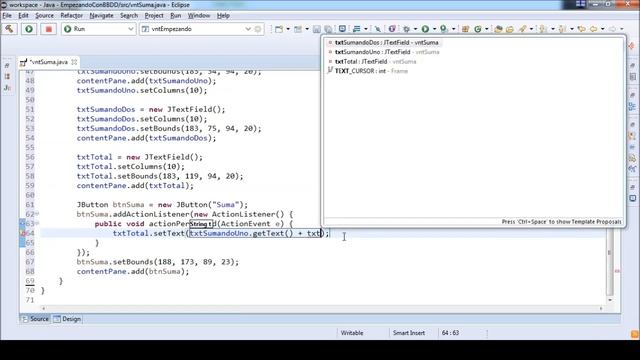 Recoger y establecer datos JTextField смотреть онлайн