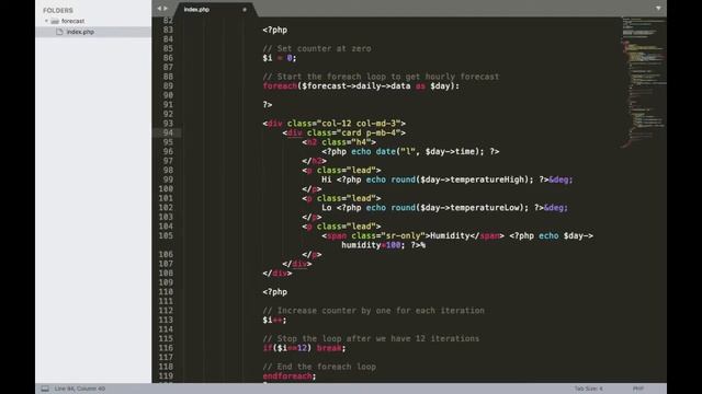 Using the Darksky API with PHP, Part 7: Displaying a Weekly Forecast смотреть онлайн