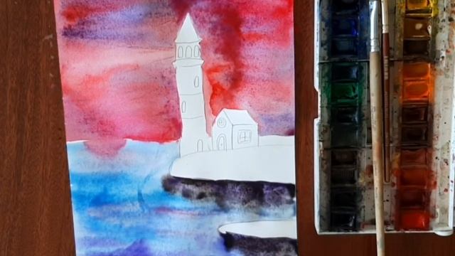 Рисуем акварелью Маяк смотреть онлайн