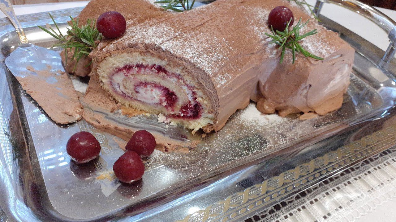 Новогодний торт "РОЖДЕСТВЕНСКОЕ ПОЛЕНО "|Йольское полено|бисквитный рулет| Bûche de Noël| Yule Log смотреть онлайн