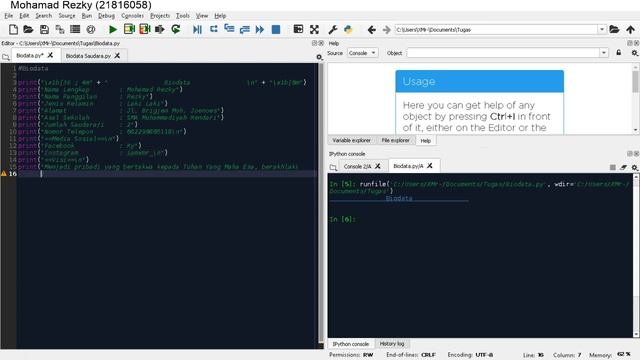 [Tutorial] Cara membuat biodata menggunakan spyder (Anaconda) смотреть онлайн