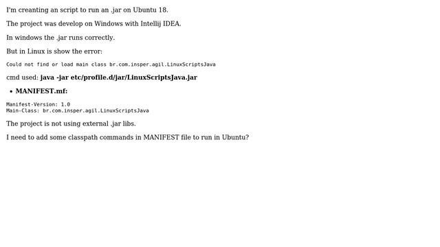 Unix & Linux: Error running .jar on Ubuntu: Could not find ot load main class смотреть онлайн