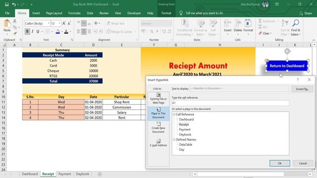 How To Create Day Book Report In Excel In Hindi Step By Step Part - 2