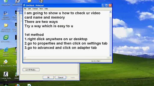 how to check graphics card name and memory(Windows XP) смотреть онлайн