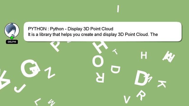 PYTHON : Python - Display 3D Point Cloud смотреть онлайн