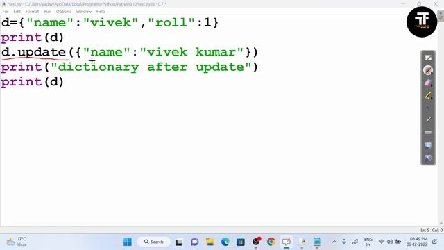 Add Key-Value to Dictionary Pythonn | Tana Tan Python | S01-E32| Tweakandtools | by Vivek sir смотреть онлайн