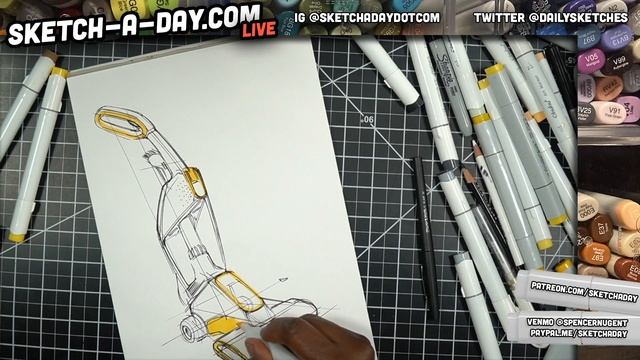 How to draw a vacuum cleaner: industrial design sketching смотреть онлайн