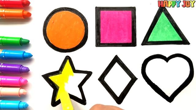 Learn 12 Shapes Learn Colors with Shapes Coloring and Drawing| Happy Joy Art смотреть онлайн