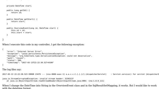 Can't deserialize DateTime in NativeQuery with Java / Hibernate смотреть онлайн