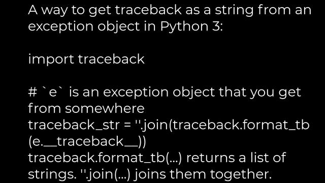 Python :Extract traceback info from an exception object(5solution) смотреть онлайн