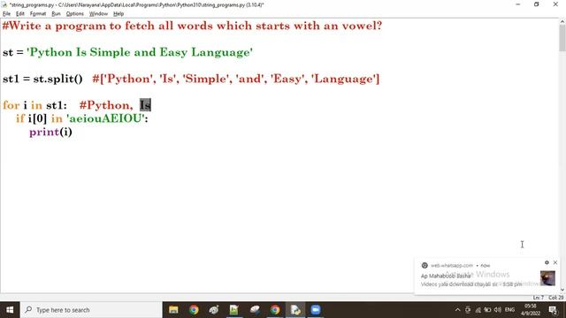 #9: Python String: Fetching words starts with capital letter || Mr. Narayana || NTH || 9010607010 смотреть онлайн