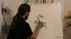 Обучение рисованию Хризантемы при помощи живописи у-син. Часть 1 Хризантема от начала до конца