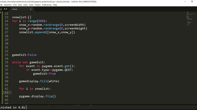 Pygame Project-#1 || Snow Fall Project In Pygame || Codewithorange ||