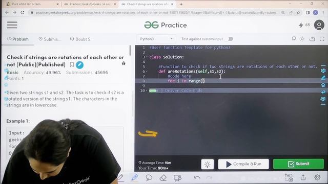 Check if strings are rotation of each other or not | School Practice Problem | GeeksforGeeks School смотреть онлайн
