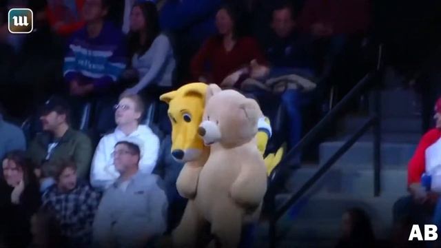 Маскот клуба НБА подарил болельщице большого плюшевого медведя. смотреть онлайн