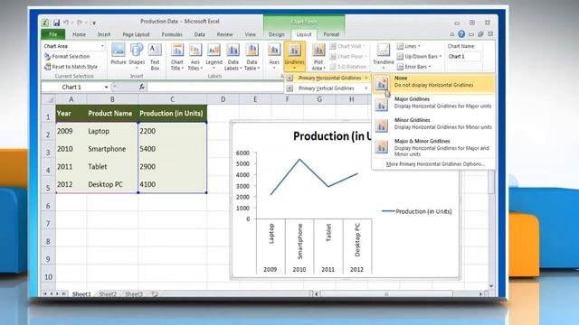 How to show & hide Gridlines in Line Graphs in Excel 2010 смотреть онлайн