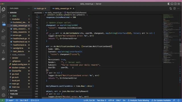 Daily Reward System using Nakama Server Runtime in Go смотреть онлайн