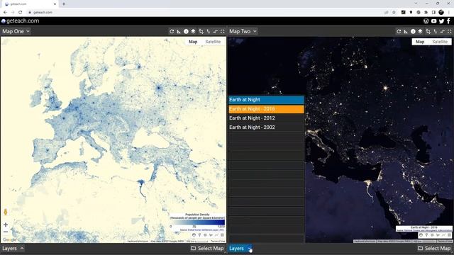 Population Distribution geteach.com (Google Maps API) смотреть онлайн