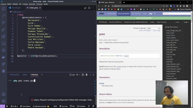 Função prev() do array PHP смотреть онлайн