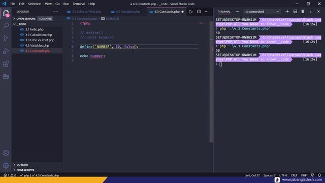 4.3 Constants in PHP | PHP The !DYING Language смотреть онлайн