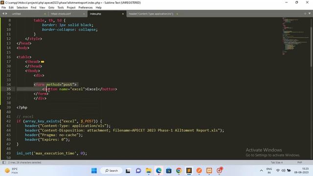 Step 11. Export HTML table to Excel in PHP in simple steps | AP ECET 2023 Phase-1 Allotment List смотреть онлайн