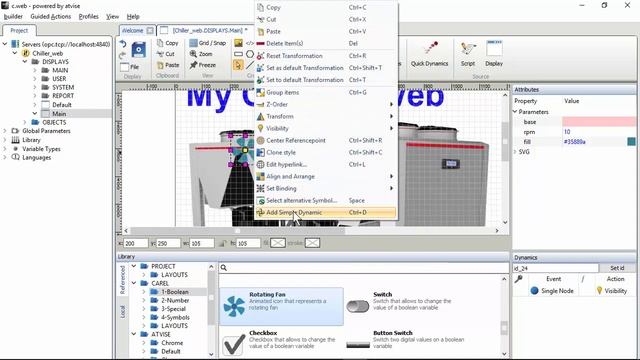 Carel. C.WEB. 07-Show the status of condensing fans. Simple Dynamic and Quick Dynamic. смотреть онлайн