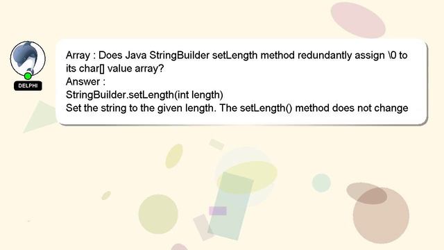 Array : Does Java StringBuilder setLength method redundantly assign \0 to its char[] value array? смотреть онлайн