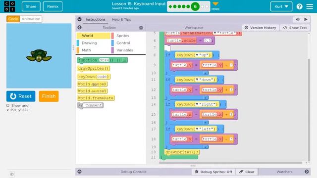 Code.org Lesson 16.5 C Keyboard Input | Tutorial with Answers | Debug Turtle Movement 2 Practice C смотреть онлайн