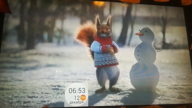 Новогодние заставки Первого Канала белка и снеговик # 15 2022-2023 смотреть онлайн