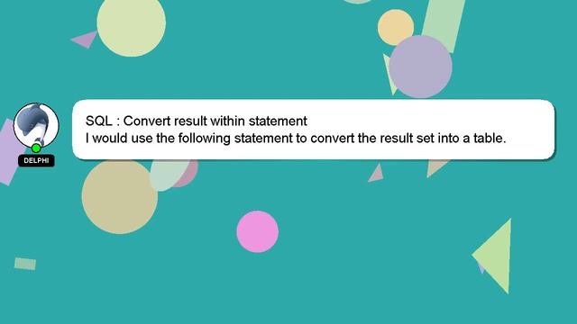 SQL : Convert result within statement смотреть онлайн