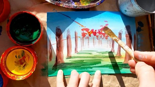 ВЕСЕННИЙ САД |Как нарисовать цветущие деревья| Рисуем просто! смотреть онлайн