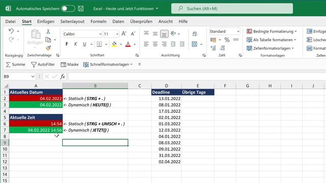 In Excel statische und dynamische Datums- und Zeitwerte verwenden | Excel Grundlagen Tutorial смотреть онлайн