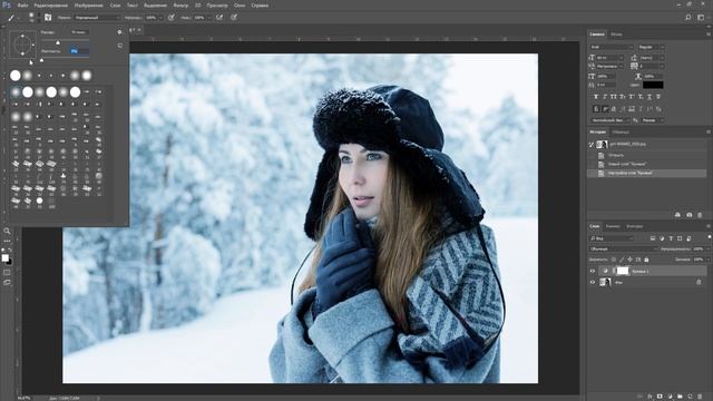 Холодный свет - Обработка зимней фотографии в фотошоп смотреть онлайн
