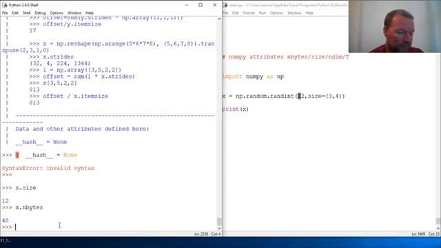 Python Basics Numpy Array Attributes Size Nbytes Ndim T смотреть онлайн