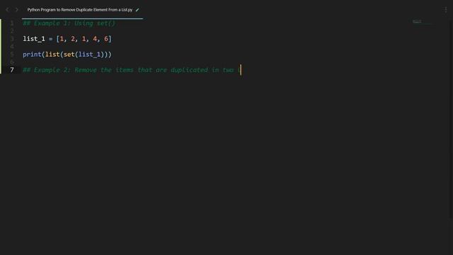Remove Duplicate Element From a List in Python | Python Examples | Python Coding Tutorial |Intervie смотреть онлайн